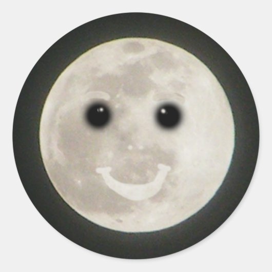 Volle maan Happy Face Sticker (Voorkant)