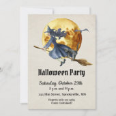 Volle maan heks Halloween feest Kaart (Voorkant)