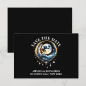 Volle maan hemelse luna 3D fase sterrennacht Save The Date (Voorkant / Achterkant)