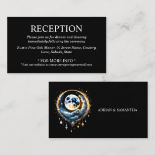 Volle maan hemelse nacht sterrenhemel blauw goud informatiekaartje