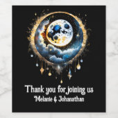 Volle maan hemelse sterrenhemel elegant wijn etiket (Enkel label)