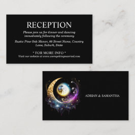 Volle maan hemelse sterrennacht magenta zwart informatiekaartje