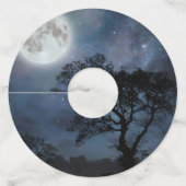 Volle Maan in een Sterrenhemel Wijnglaslabel (Voorkant)