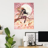 Volle Maan in Herfst Sprookje Poster (Thuiskantoor)