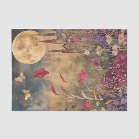 VOLLE MAAN IN WEIDE DECOUPAGE TISSUEPAPIER (Voorkant)