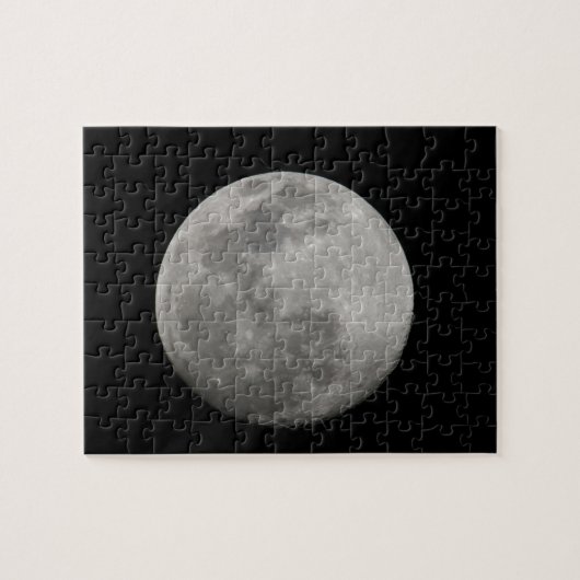 Volle maan in zwart en wit. Credit als: Arthur Legpuzzel (Horizontaal)