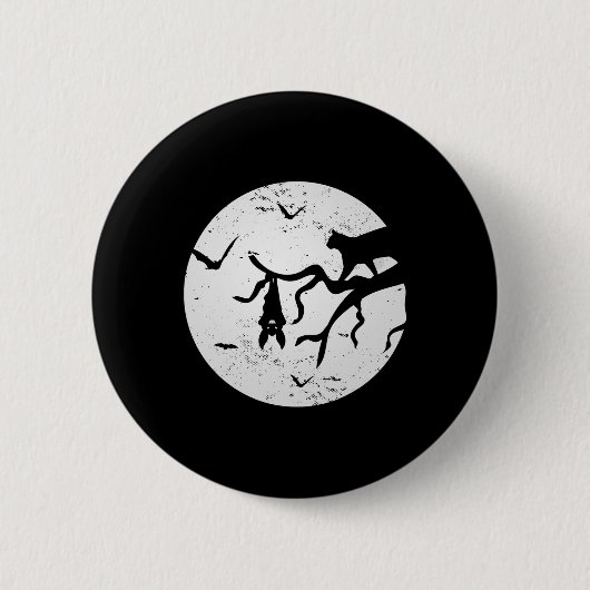  Volle Maan Kat Vleermuis Boom Spooky Halloween Co Ronde Button 5,7 Cm (Voorkant)