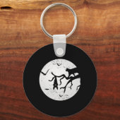  Volle Maan Kat Vleermuis Boom Spooky Halloween Co Sleutelhanger (Voorkant)