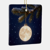 Volle maan kerstversiering keramisch ornament (Rechts)