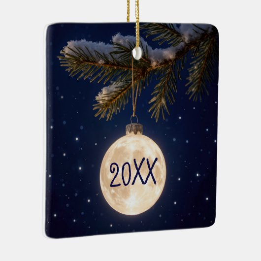 Volle maan kerstversiering keramisch ornament (Rechts)