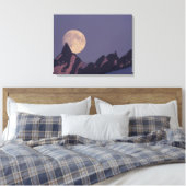 Volle Maan Komt Op | Chugach Mountains Alaska Canvas Afdruk (Insitu (Slaapkamer))