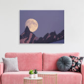 Volle Maan Komt Op | Chugach Mountains Alaska Canvas Afdruk (Insitu (Woonkamer))