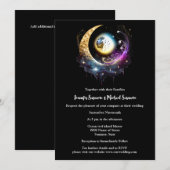 Volle maan magenta zwarte hemelse sterrennacht kaart (Voorkant / Achterkant)