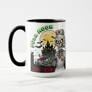 Volle Maan Med Pass Zombie Nurse Halloween Ceramic Mok