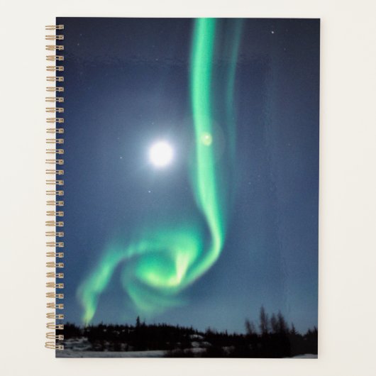 Volle Maan Met Aurora | Yellowknife Canada Planner (Voorkant)