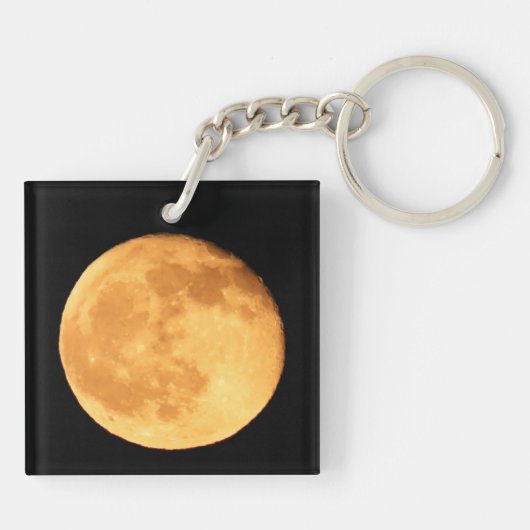 Volle Maan met Oranje Glow Sleutelhanger (Achterkant)