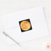 Volle Maan met Oranje Glow Vierkante Sticker (Envelop)