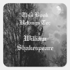 Volle Maan met Ravens Bewerkbaar Boekplaat Label