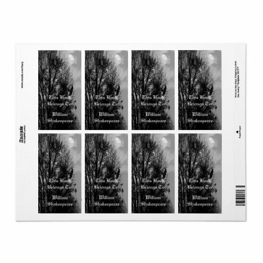 Volle Maan met Ravens Custom Bookplate Label (Full Sheet)