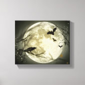 Volle Maan met vleermuizen en Raven. Canvas Afdruk (Voorkant)