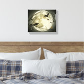 Volle Maan met vleermuizen en Raven. Canvas Afdruk (Insitu (Slaapkamer))