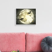 Volle Maan met vleermuizen en Raven. Canvas Afdruk (Insitu (Woonkamer))