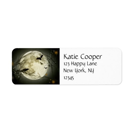 Volle Maan met vleermuizen en Raven. Etiket (Voorkant)