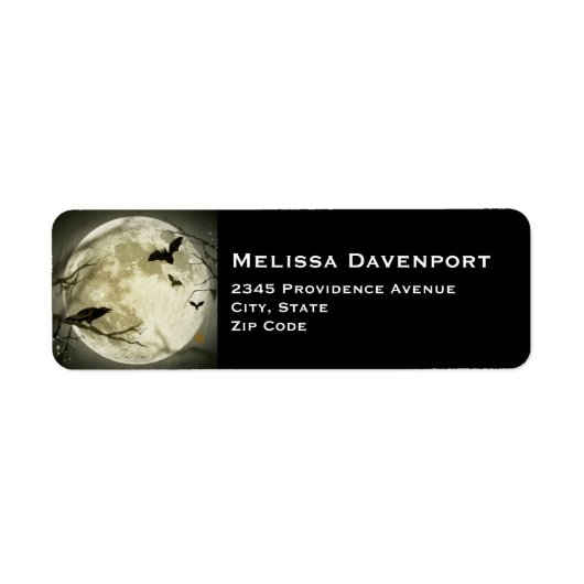 Volle Maan met vleermuizen en Raven. Etiket (Voorkant)