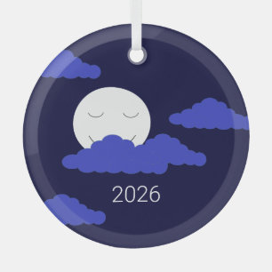 Volle maan met wolken glas ornament