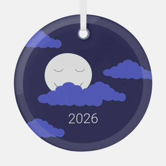 Volle maan met wolken glas ornament (Voorkant)