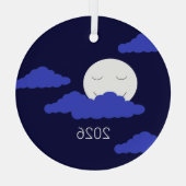 Volle maan met wolken glas ornament (Achterkant)