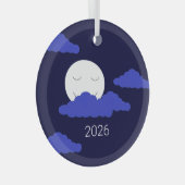 Volle maan met wolken glas ornament (Voorkant Rechts)