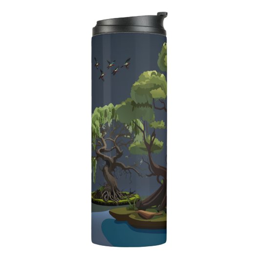 Volle Maan Midnight Swamp gepersonaliseerd Thermosbeker (Gedraaid links)