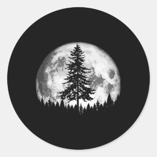 Volle Maan Minimalist E Tree Ronde Sticker