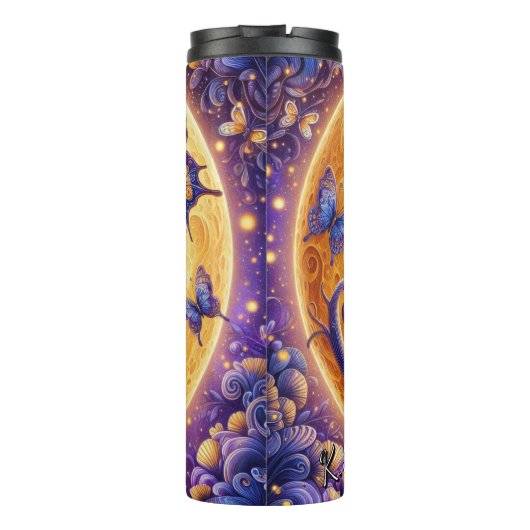 Volle maan nacht bos uil thermosbeker (Achterkant)