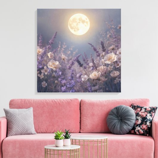 Volle Maan Nacht Muurkunst | Maanlicht Mystiek Canvas Afdruk (Insitu (Woonkamer))