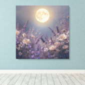 Volle Maan Nacht Muurkunst | Maanlicht Mystiek Canvas Afdruk (Insitu (Houten vloer))