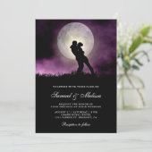Volle Maan Nacht Sky Romantisch Paar Bruiloft Kaart (Staand voorkant)