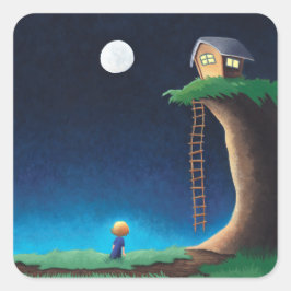 Volle Maan Nacht Sky Square Sticker