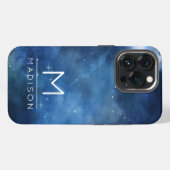 Volle Maan Navy Blauwe Galaxy Lucht Hemels Monogra iPhone Hoesje (Achterkant horizontaal)
