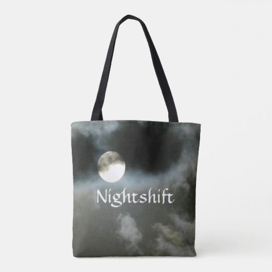 Volle Maan Nighttime Quote Nachtshift  Tote Bag (Achterkant)