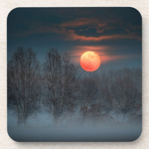 Volle Maan   November in Scalenghe, Italië Bier Onderzetter
