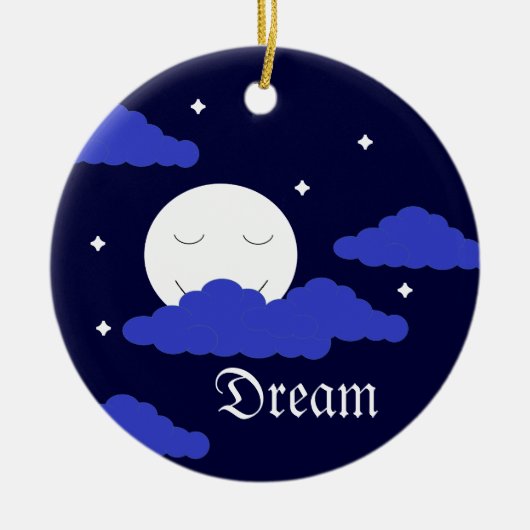 Volle Maan om Middernacht & Sterren: Keramisch Ornament (Voorkant)