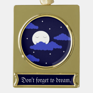 Volle Maan om Middernacht & Sterren: Verguld Banner Ornament