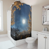 Volle maan omlijst door bomen douchegordijn (In situ)