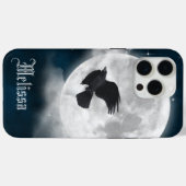 Volle Maan op Blauwe Suede met Raven Case-Mate iPhone Case (Achterkant (horizontaal))