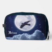 Volle Maan op Blauwe Suede met Raven Toilettasje (Voorkant)