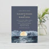 Volle Maan op Lake bruiloft uitnodiging (Staand voorkant)