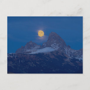 Volle Maan Opkomend   Grand Teton Driggs, Idaho Briefkaart