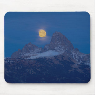 Volle Maan Opkomend Grand Teton Driggs, Idaho Muismat